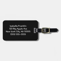 Solid Black Travel Bag Tag