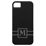 Solid Black with Monogram iPhone 5 Cases