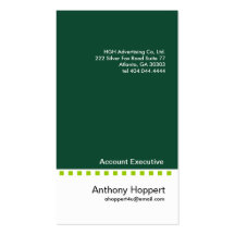 Solid Green Dash Business Card 3