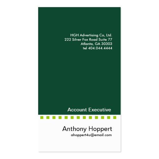 Solid Green Dash Business Card 3