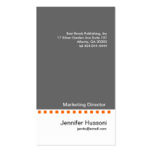 Solid Grey Orange Dash Business Card 2