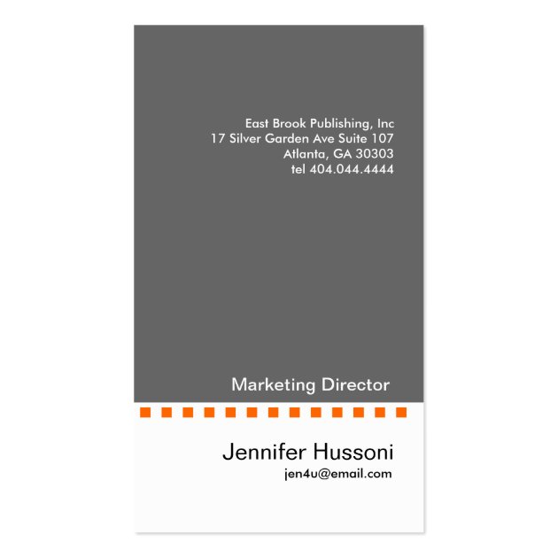 Solid Grey Orange Dash Business Card 2