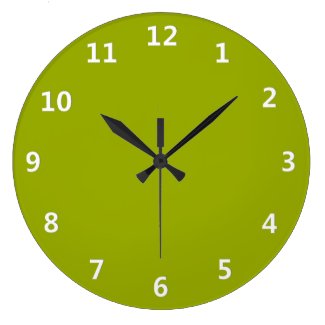 Solid Limeade Green with White Numbers Wall Clock