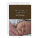 Solid sophistication brown blue photo baby birth invitation