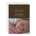 Solid sophistication brown green photo baby birth invitation