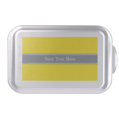 Solid Yellow, Charcoal Gray Ribbon Name Monogram Cake Pan