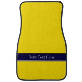 Solid Yellow, Navy Blue Ribbon Name Monogram Floor Mat