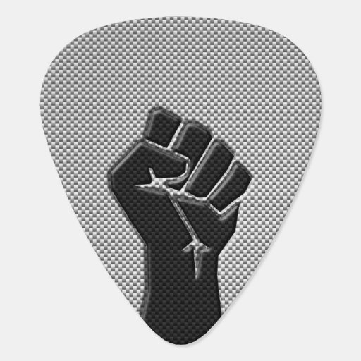 Solidarity Fist in Carbon Fiber Print Style Guitar Pick