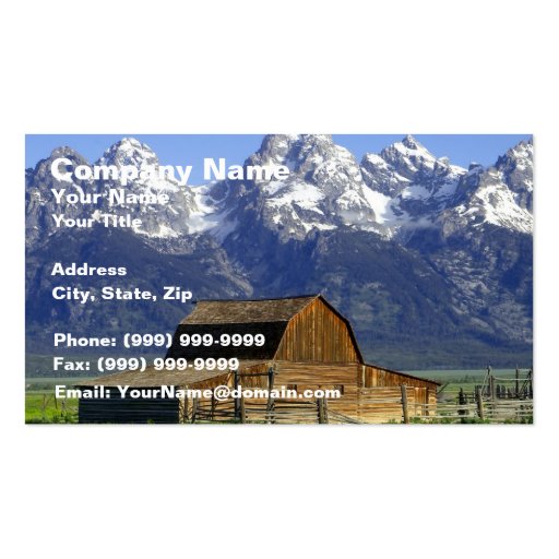 Solitary Barn at Grand Tetons Business Cards (front side)