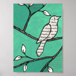 Solo Cute Bird on a Branch Print