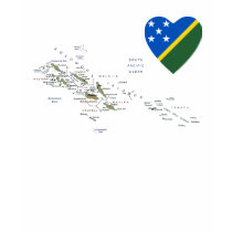 Solomon Islands Flag Heart and Map T-Shirt