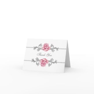 Solver Pink Rose Thank You Cards card