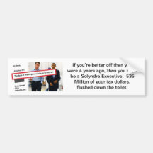 Solyndra Bank of Washington CEO Obama Bumper Stickers