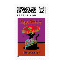 Sombrero Cat Sister Postage Stamps
