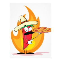 Sombrero Chile Chili Pepper Holds Up Pizza Personalized Invites