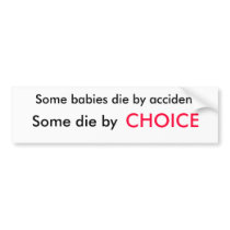 Some babies die by accident, some die by choice bumper stickers