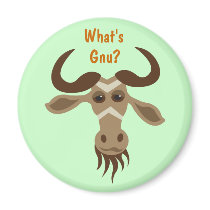 Some Gnu Stuff_Gary Gnu_What's Gnu? magnets by Artful_Animalz Some Gnu Stuff_Gary Gnu_What's Gnu? magnets