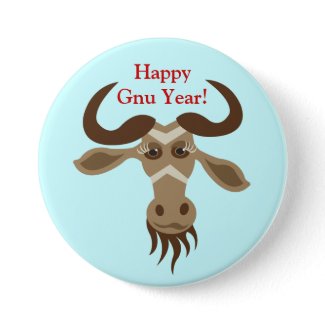 Some Gnu Stuff_Gwendolyn Gnu_Happy Gnu Year! button