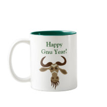 Some Gnu Stuff_Merry Kiss Moose_Happy Gnu Year! mugs