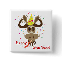 Some Gnu Stuff_Partier Gnu_Happy Gnu Year! buttons