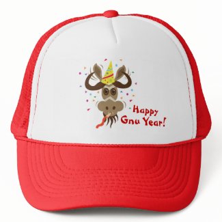 Some Gnu Stuff_Partier Gnu_Happy Gnu Year! hat