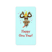 Some Gnu Stuff_Partier Gnu_Happy Gnu Year! labels