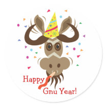 Some Gnu Stuff_Partier Gnu_Happy Gnu Year! stickers
