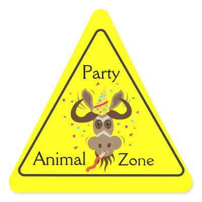Some Gnu Stuff_Partier Gnu_Party Animal Zone Triangle Sticker by