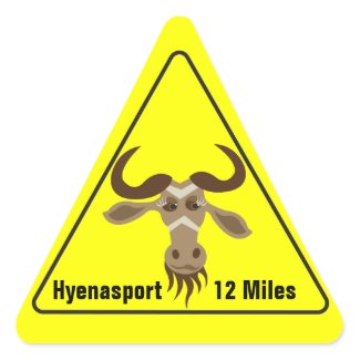 Some Gnu Stuff_road sign_Hyenasport 12 miles sticker