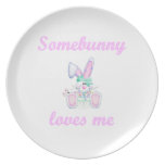 Somebunny Loves Me (girl bunny) plates