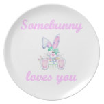 Somebunny Loves You (girl bunny) plates