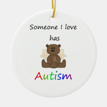 Someone I love has autism (boy bear) Christmas Tree Ornament