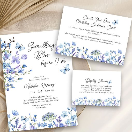 Something Blue Delicate Wildflower Bridal Shower Invitation Zazzle