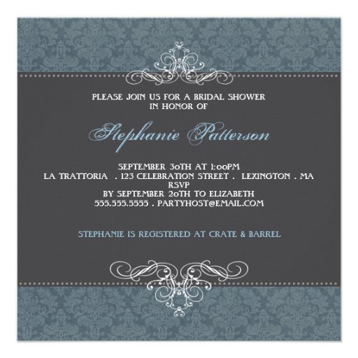 Something Blue Elegant Bridal Shower Invitation