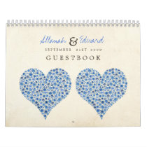 Something Blue Heart Roses Wedding Guest Sign Book Wall Calendar