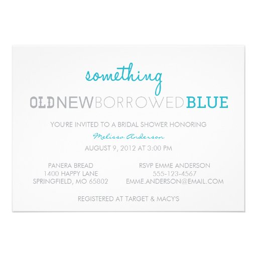 Something Old, New, Borrowed, Blue Invites