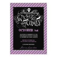 Purple Something Wicked this way comes Happy Halloween Party Invitation