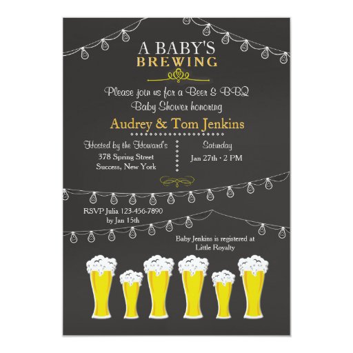 Something's Brewing Baby Shower Invitation (front side)