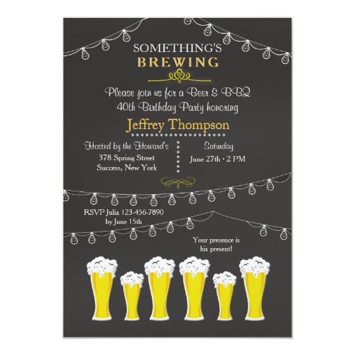 Something's Brewing Birthday Party Invitation (front side)
