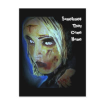 'Sometimes They Come Home' Zombie Postcard