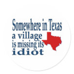 somewhere in texas round sticker