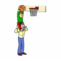 Son and Dad playing basketball Photo Cutout