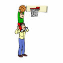 Son and Dad playing basketball