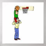 Son and Dad playing basketball Poster