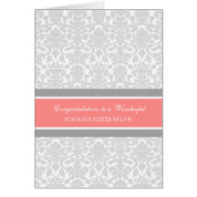 Son & Daughter In Law Wedding Congratulations Gray Greeting Cards