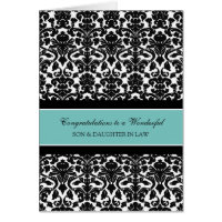 Son & Daughter In Law Wedding Congratulations Teal Greeting Card