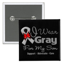Son - Gray Ribbon Awareness Buttons