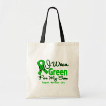 Son - Green  Awareness Ribbon Canvas Bags