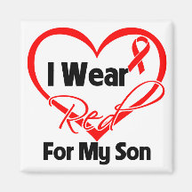 Son - I Wear a Red Heart Ribbon Magnets