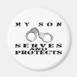 Son Serves Protects - Cuffs Refrigerator Magnets